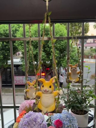 可爱秋千兔子千庭院阳台花园艺户外悬挂装饰摆件树上动物吊挂件#兔子挂件 #上热门🔥 #好物推荐🔥 #超萌 #爱了爱了