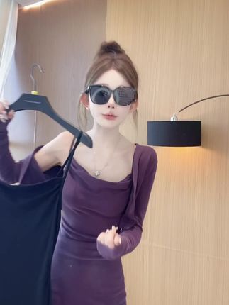 秋季新款慵懒感两件套显瘦长裙吊带连衣裙女气质长裙#连衣裙 #时尚百搭 #洋气穿搭 #吊带裙 #慵懒感穿搭
