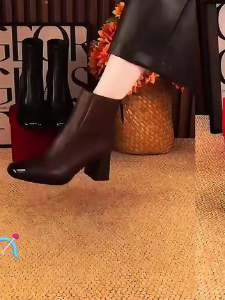 方头短靴加绒瘦瘦靴4公分6公分真牛皮马丁靴棉靴女士裸靴单靴皮靴#短靴单靴 #时尚短靴 #方头短靴 #瘦瘦靴 #牛皮马丁靴