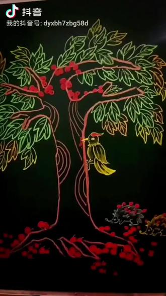 儿童粉笔画#大树的故事#小学美术##一起学画画 #热门