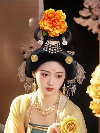 唐风宫廷发髻头套组合。古风一体式发套,造型发髻组合装。百搭古装配饰假发组合套装。#古风饰品 #头套