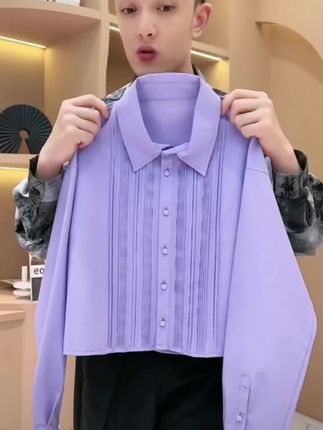【亮哥女装】2025欧版新品紫霞仙子廓形温柔婉约软糯衬衫6163-Z3