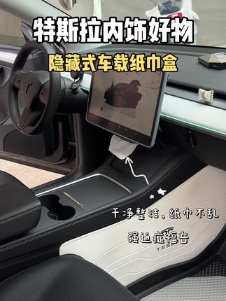 特斯拉车内的纸巾再也不会乱糟糟啦!#特斯拉 #特斯拉纸巾盒 #焕新版model3 #焕新版modely