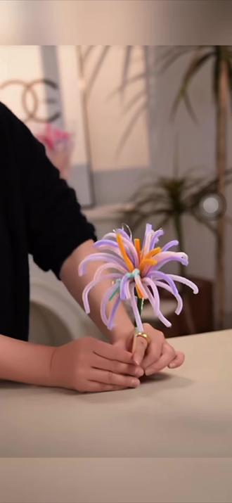 烟花制作 扭扭棒烟花花束制作过程新年单枝#花店