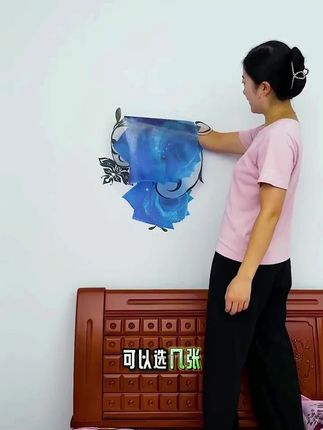 蓝色妖姬款玫瑰花装饰画,家里的床头,电视背景或者沙发背景都合适贴#墙贴 #装饰画 #玫瑰 #背景墙