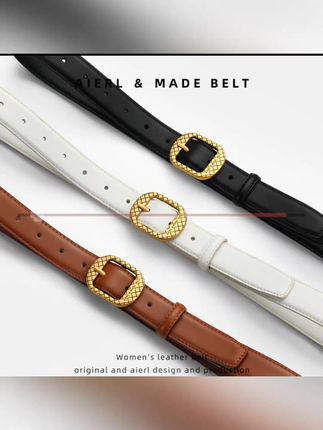 休闲风ins腰带女款针扣裤腰带真皮时尚白黑色学生牛仔裤女士皮带#腰带