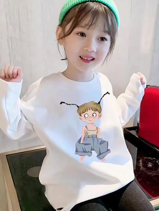 #女童白色打底衫#女童春秋中长款长袖t恤#女童秋冬卫衣内搭@巨量千川