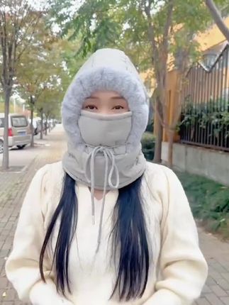 #加绒加厚防寒一体帽户外防风骑行包头帽冬季保暖加绒加厚防风围脖