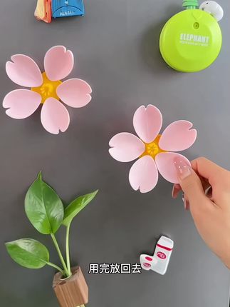 快看呀,我新买的冰箱贴超好看的吧!它是这种立体的樱花造型,还是磁吸的,平时就往冰箱上这么一贴,不仅是装饰品,还可以当个封口夹用,这下那些没吃完的零食再也不怕受潮了。#好物推荐🔥
