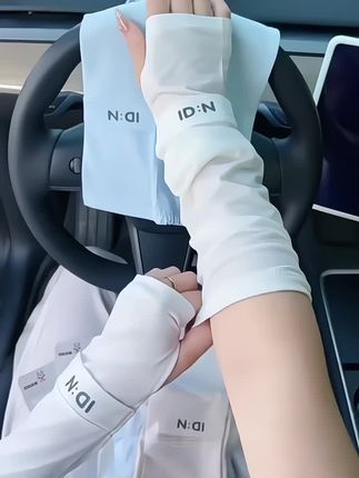 夏季冰袖防晒袖套女防紫外线开车肌理感宽松手臂时尚透气轻薄骑车,冰丝袖#冰丝袖套 #防晒冰袖