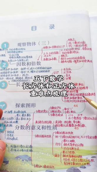 五下数学|长方体和正方体重难点梳理 #学习笔记 #手写笔记 #长方体和正方体 #五年级下册数学 #五年级
