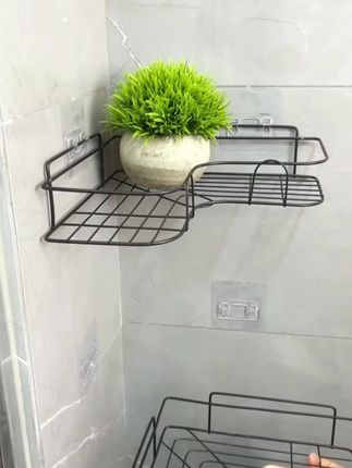 别再为浴室杂乱发愁!免打孔壁挂三角置物架买一送一,快速整理洗漱台!