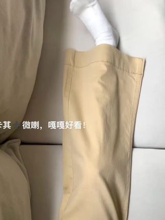 雪千羽卡其色微喇牛仔裤女2025夏秋季高腰小个子休闲不贴腿喇叭裤 #显高显瘦显腿长 #显瘦显高穿搭 #百搭裤子 #通勤搭配 #高级感穿搭