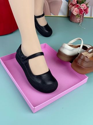 #浅口一字带小皮鞋 #平底妈妈鞋 #软底软面穿上超舒服