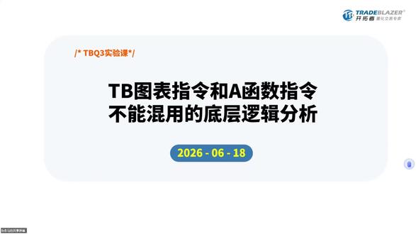 TB图表指令和A函数指令不能混用 底层逻辑分析
更多量化教学视频,请关注TB官网