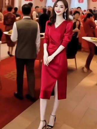 #喜婆婆喜妈妈红色婚宴礼服 #气质穿搭 #优雅气质 #穿搭 #女人味