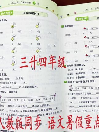 三升四年级语文暑假作业暑假重点题练习册三升四暑假衔接复习预习#小学语文