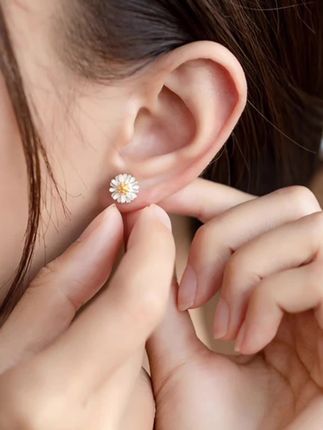 S999纯银小雏菊螺旋耳钉#耳钉#耳饰 #
