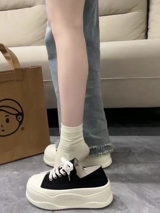 啄木鸟厚底帆布鞋女2025新款夏季丑萌增高6CM小个子板鞋运动鞋女#好鞋推荐 #时尚休闲 #潮流穿搭 #上脚舒适不累脚 #新品上新