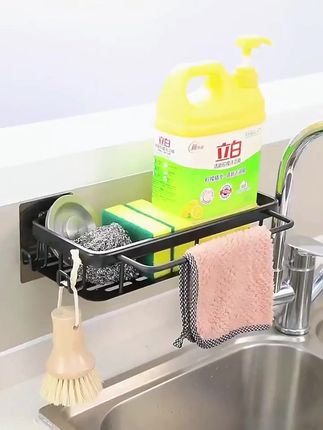 免打孔!厨房水槽旁的抹布收纳沥水架,超实用! #沥水收纳篮 #免打孔设计 #厨房置物架 #收纳沥水篮 #免打孔抹布架