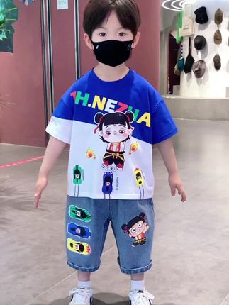 家有萌宝的看过来了,奧特曼衣服男童夏装套装#新款男孩短袖T恤#童装#夏季痞帅男宝#儿童套装#高品质童装