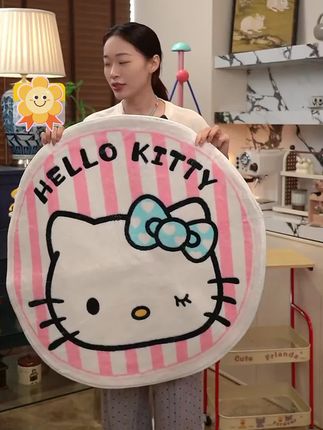 卡通HelloKitty卧室床边地毯加厚摇摇椅垫儿童房爬爬垫梳妆台脚垫 #床边地毯 #椅垫 #装饰垫 #卡通地垫 #地垫地毯