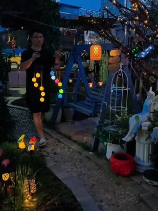太阳能风铃灯露台户外阳台庭院花园圆球灯防水布置氛围景观装饰灯