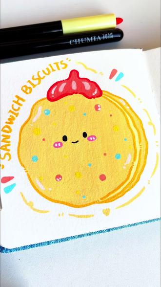 0难度超简单!可爱软萌的夹心饼干 | 丙烯马克笔教程#丙烯马克笔教程 #零基础学画画 #解压 #治愈#自学画画打卡