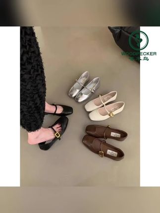 #上热门 啄木鸟韩版百搭一字带单鞋2025夏季法式复古玛丽珍鞋平底鞋小皮鞋#玛丽珍单鞋#平底小皮鞋 #好穿不累脚 #穿出高级感