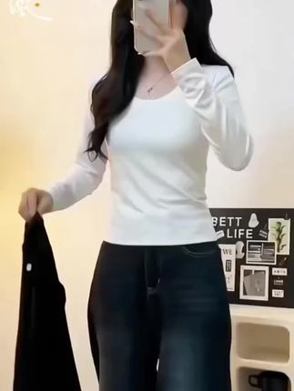 #我要上热门 #打底衫 #长袖t恤 #今日穿搭look