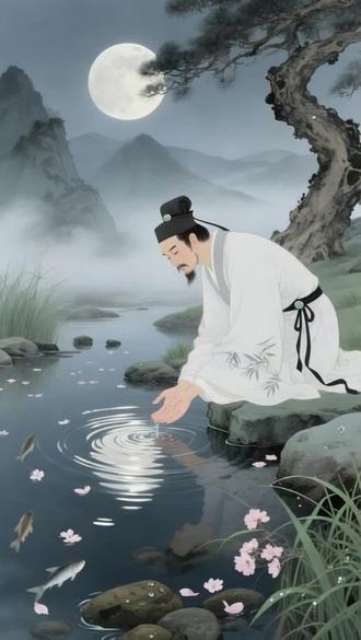 《春山夜月》
唐•于良史
春山多胜事,赏玩夜忘归。
掬水月在手,弄花香满衣。
兴来无远近,欲去惜芳菲。
南望鸣钟处,楼台深翠微。
此诗创作于唐代山水诗兴盛时期。于良史作为盛中唐之际的诗人,深受王维、孟浩然山水田园诗风影响。诗中描绘的春山夜游体验,折射出唐代文人亲近自然、陶冶性灵的普遍生活方式。
诗人通过“掬水月在手”的灵巧意象,将虚幻月光转化为可触可感的实体;“弄花香满衣”则将视觉与嗅觉通感,展现人与自然的亲密交融。尾联在“惜芳菲”的眷恋与“鸣钟处”的召唤间,微妙平衡着隐逸之趣与尘世之牵,体现了唐代文人既向往山水又难以彻底忘情世间的典型心境。@DOU+小助手
#古诗词赏析 #于良史 #春山夜月 #掬水月在手 #弄花香满衣