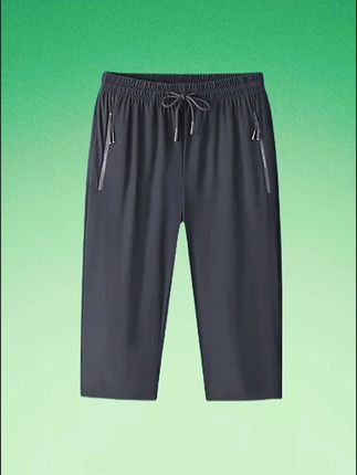 冰丝七分裤男士夏季薄款透气高弹力速干大码宽松休闲运动中裤子男#男士冰丝七分裤#七分裤男 #轻薄透气 #大码搭配