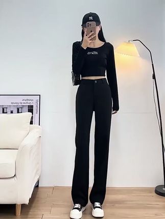 秋冬新款!女士加绒垂感西装裤,小个子友好! #女士西装裤 #秋冬女裤 #高腰休闲裤 #垂感直筒裤 #加绒阔腿裤