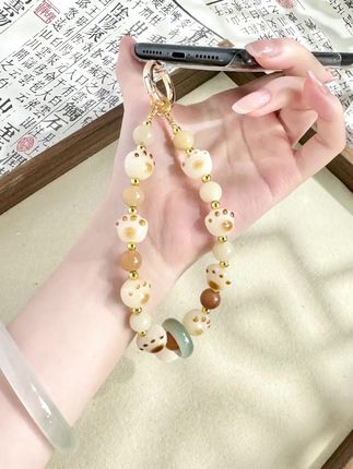 【菩提猫爪-炭烧】可爱防丢手工创意个性手机链女款爱心#猫爪手机链 #创意手机链 #手机链挂件 #手机防丢链 #菩提手机链