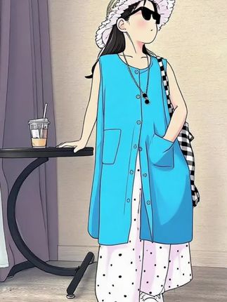 女童夏季2025新款洋气大童夏款无袖长款衬衫波点阔腿裤休闲两件套#夏季穿搭 #夏款上新 #每日分享 #甜美女孩穿搭 #甜美风穿搭