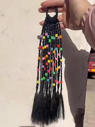 超萌儿童彩色编发教程来啦 手把手教你给孩子编彩色俏皮发型,让宝贝更可爱,速学!#儿童发型 #串珠 #彩绳编发 #假发