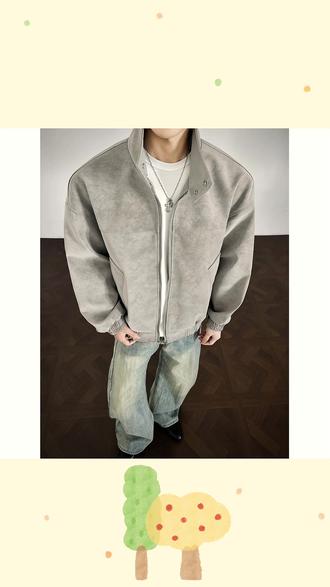 美式扎染立领痞帅夹克宽松高街成熟风上衣潮流纽扣外套 #男友穿搭 #夹克推荐 #夹克分享 #男士穿搭 #男装分享