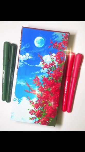 月下红妆|丙烯马克笔视频教程 蓝天为幕,月亮为灯,热烈的红在月光里开得正盛。
把天上的云和月,还有人间的热烈,都画进这一页里。
晚风、明月、红花,是夏天独有的浪漫。
🖊️:歌马 📒:星以 👋:😊画画的白白
#跟着抖音学画画 #零基础学画画 #丙烯马克笔 #绘画教程 #一起学画画