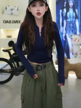 星宝定制纯欲甜辣妹胸型明线设计感长袖T恤女修身显瘦上衣1329#秋冬新款#长袖T恤#好穿又好搭 #谁穿谁好看#性价比超高