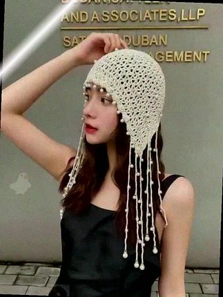 回族头巾镂空帽子民族风女帽新款勾花流苏毛线帽洋气包头帽针织饰#镂空帽子 #包头帽 #民族风女帽