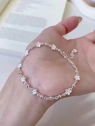 #精美饰品配饰推荐#999足银花朵蝴蝶手链#手链饰品配饰分享