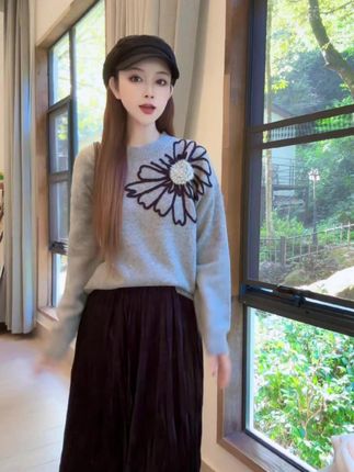 这款毛衣上身好好看~#你喜欢的样子 #随性 #谁穿谁好看 #穿搭 #豆子梨形身材女装