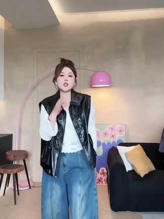 晶咕佳佳【入秋必穿】两个版本后腰松紧立体水洗牛仔裤遮肉高腰复古 #回头率爆棚 #韩系穿搭 #时髦精 #约会穿搭 #显高显瘦穿搭