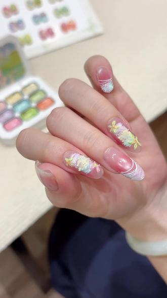 多巴胺油画美甲 #春天美甲 #显白美甲 #仙女美甲 #美甲教程 #美甲好物分享