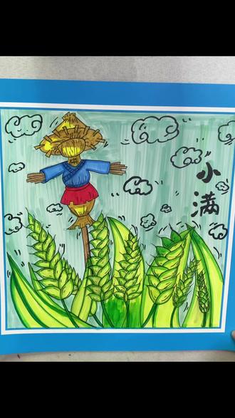 6-8岁创意美术 #画麦穗 #玉米绘画教程 #画稻草人 #麦穗绘画 #麦穗画