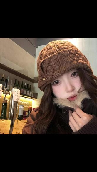 【猫仔kitte】复古美拉德针织帽子女冬季保暖时尚套头毛线帽 #毛线帽 #套头毛线帽 #保暖时尚 #美拉德 #针织帽