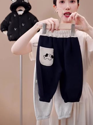 【加绒】儿童裤子加绒保暖男女宝宝卫裤加厚冬季双面绒休闲卫裤宽松#穿搭分享 #春秋新款 #女童穿搭 #甜美穿搭 #女童套装
