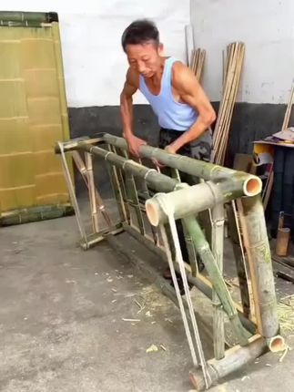 竹床生活户外阳台沙滩单人床简易午休床传统老式小家具网红实用#竹床#单人床