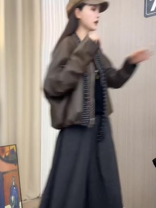 韩系感蝙蝠袖皮衣外套2025休闲气质夹克配丝巾上衣#皮衣外套女 #夹克皮衣外套女 #蝙蝠袖皮衣外套