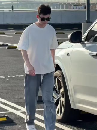 【星空纹天丝软牛仔】宽松弯刀裤男秋季阔腿百搭复古水洗简约休闲裤